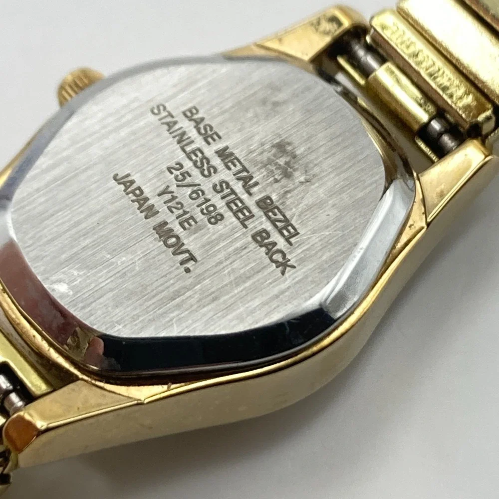Vintage Armitron Women's Watch Gold Tone Diamond Stretch Band New Battery 6.75